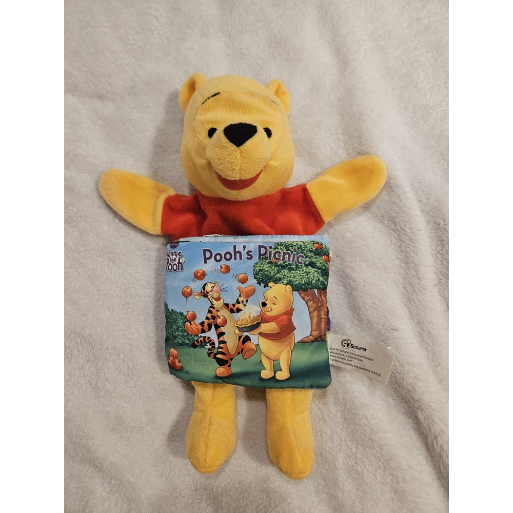 Senario Winnie The Pooh 2010 Plush With Book Pooh's Picnic Rare Disney Toy